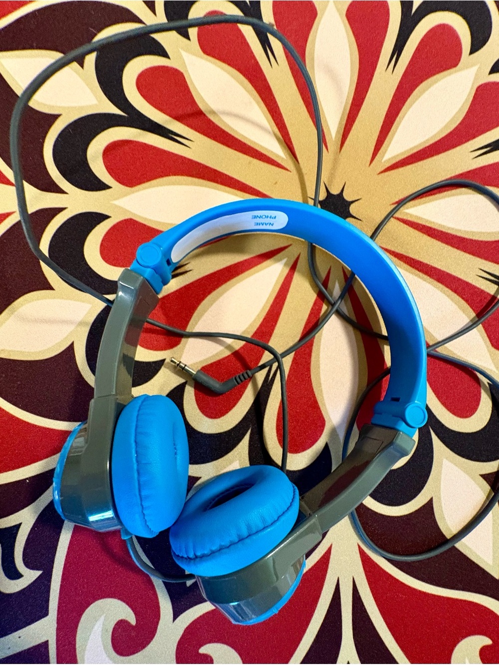 Bright Blue Wired On-Ear Headphones with Cushioned Ear Pads